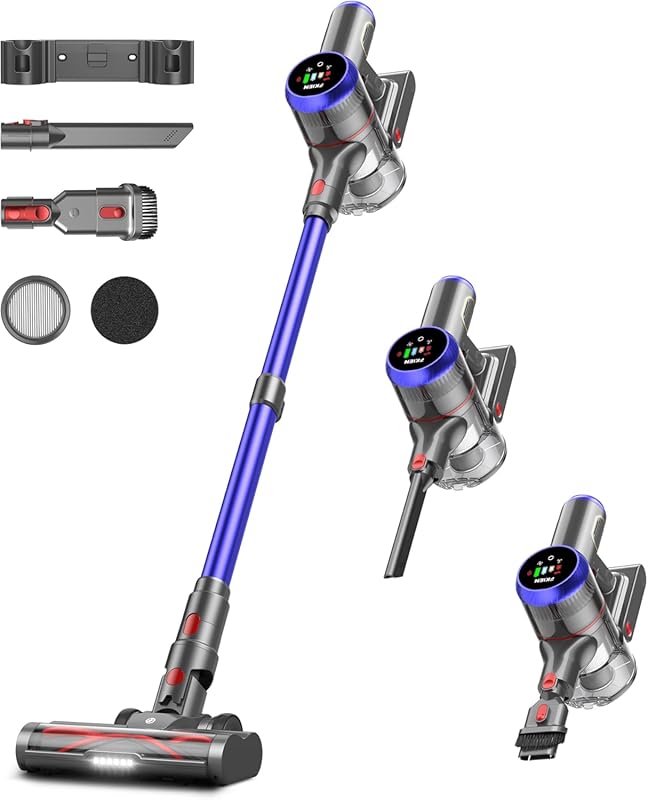 Cordless Stick Vacuum with 550W 45kPa Suction, 65-Minute Runtime, LED