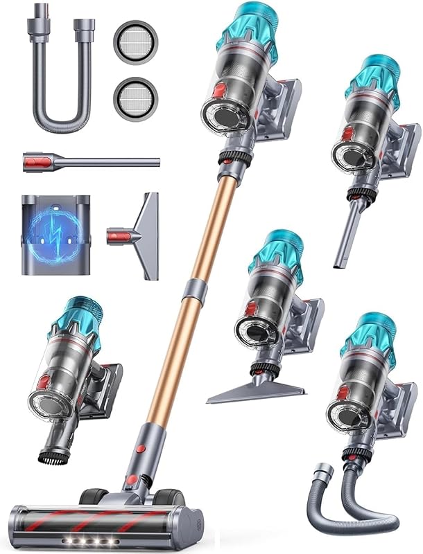 Cordless Stick Vacuum 650W/55Kpa 70 Min Self-Standing Handheld 6-in-1 
