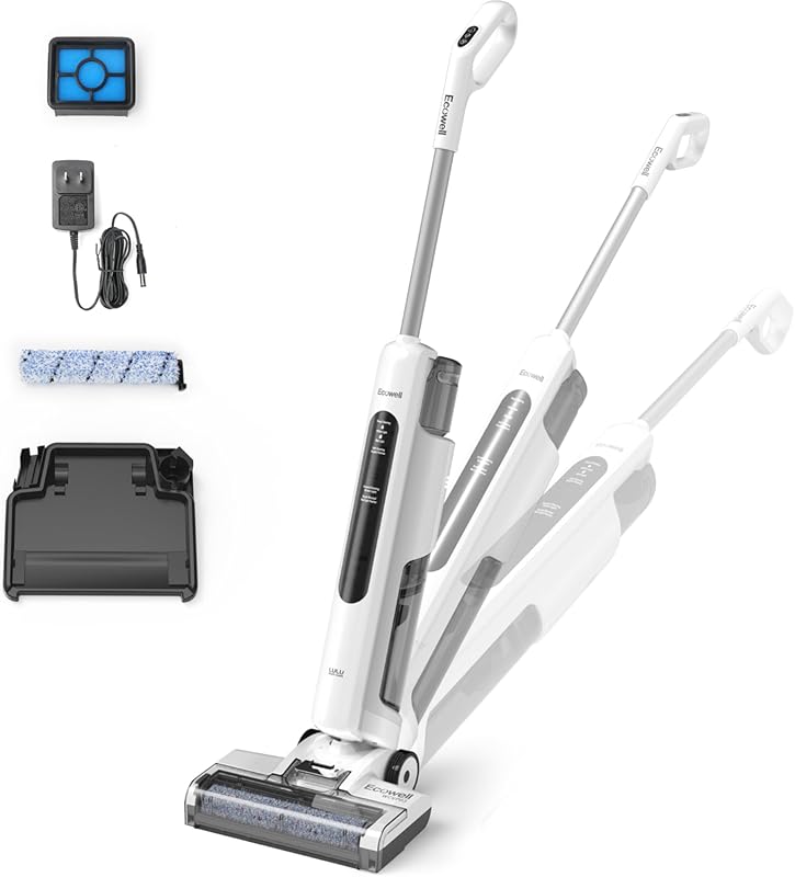 ECOWELL WCVP03 Cordless Wet Dry Vacuum Mop with Self-Cleaning, Dual-Si