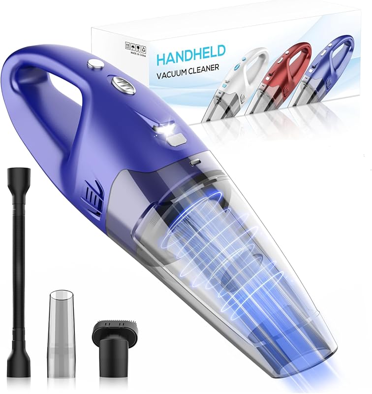 6000Pa Cordless Rechargeable Handheld Vacuum LED Light 20-25 Min Runti