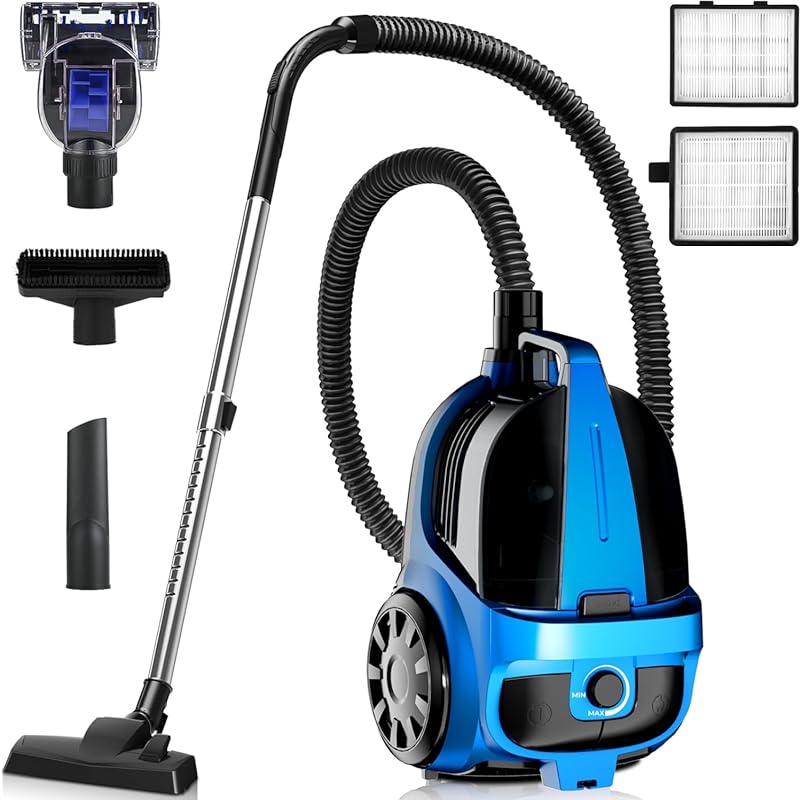 1600W Canister Vacuum Cleaner - Bagless with 45kPa Strong Suction, 4L