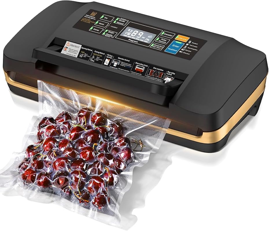 Food Saver 95KPa Vacuum Sealer: Double Seal, Built-in Cutter, Bag Stor