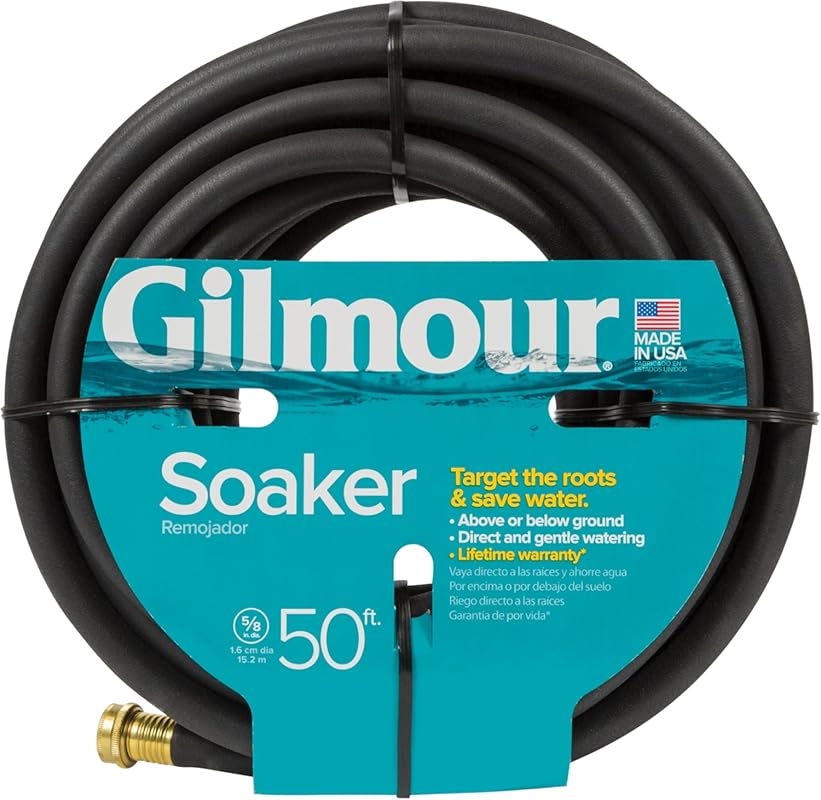 Gilmour 50FT Round Weeper Soaker Hose for Garden Beds, Flexible Drip I