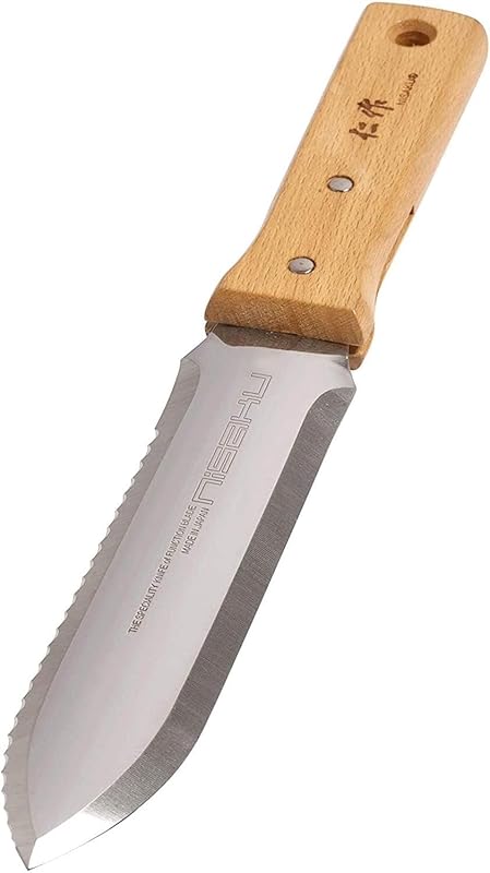 NISAKU NJP650 Original Hori Hori Namibagata Weeding Knife with 7.25-In