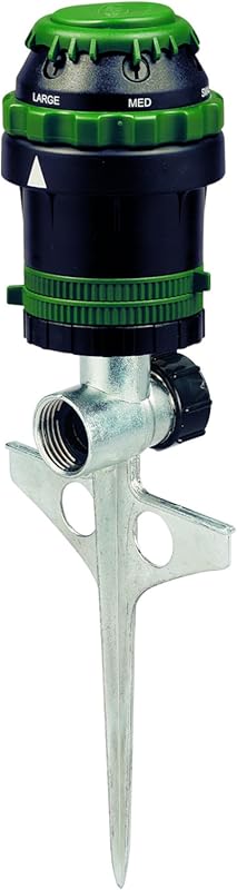 Orbit 58573N H2O-Six Gear-Drive Sprinkler on Metal T-Spike for Lawn an