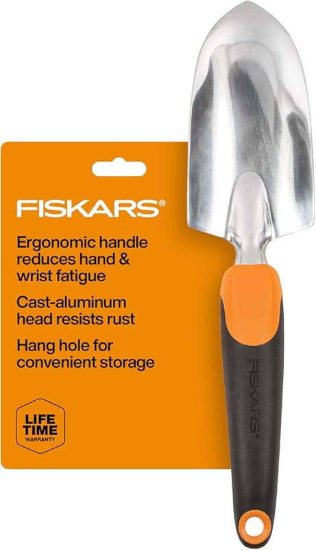 Fiskars Trowel with Rust Resistant Cast Aluminum, Hang Hole, Ergonomic