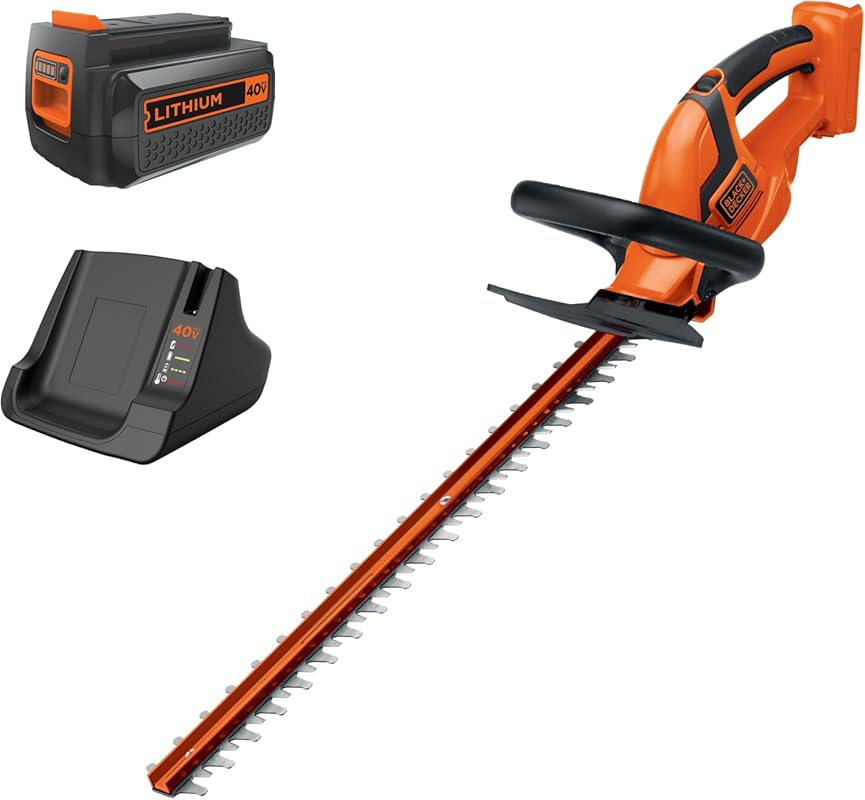 BLACK+DECKER 40V MAX Cordless Hedge Trimmer with 24-Inch Blade, Batter