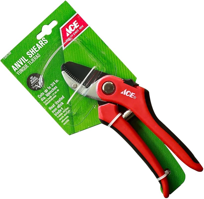 Ace 8-Inch Anvil Pruning Shears for Dry Wood and Hard Stems, Heavy-Dut