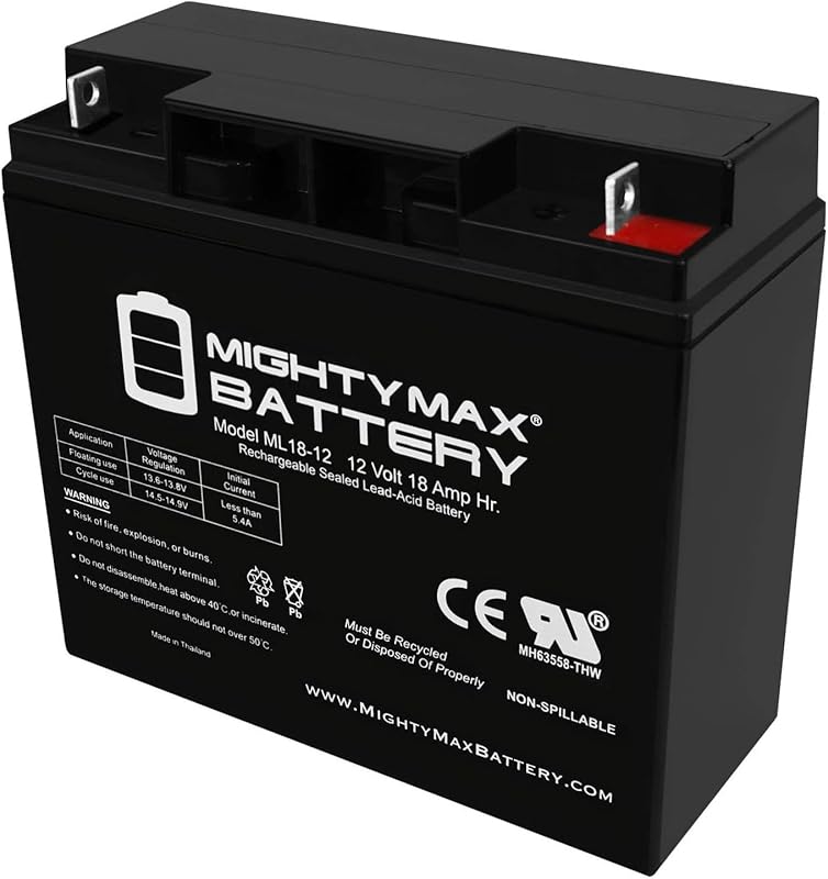 Mighty Max ML18-12 12V 18AH SLA AGM Battery with Nut and Bolt Terminal