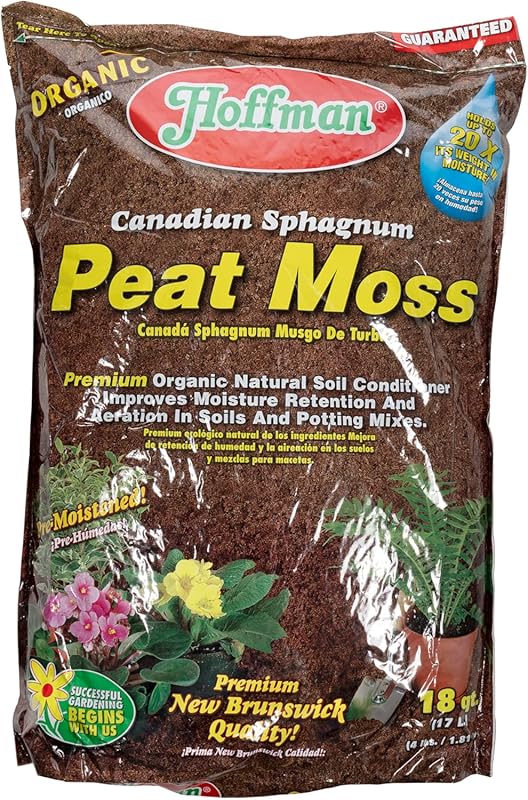 Hoffman Canadian Sphagnum Peat Moss 18 Quart for Gardening Soil Amendm
