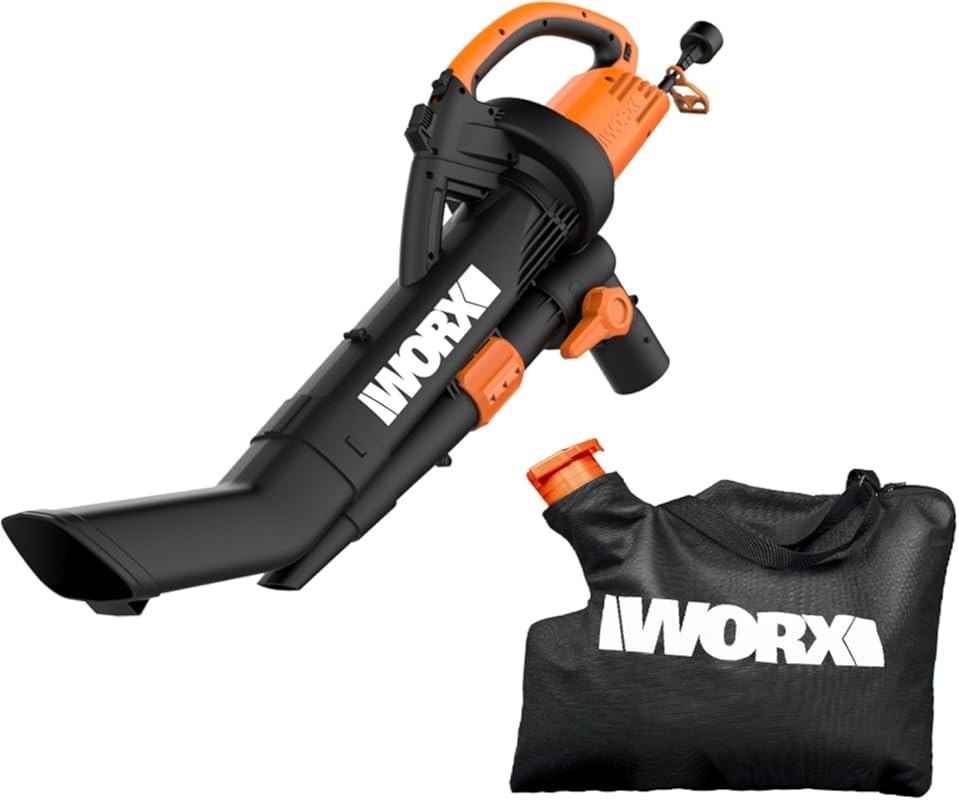WORX Trivac 3-in-1 Electric Leaf Blower for Lawn Care 350 CFM 210 MPH 