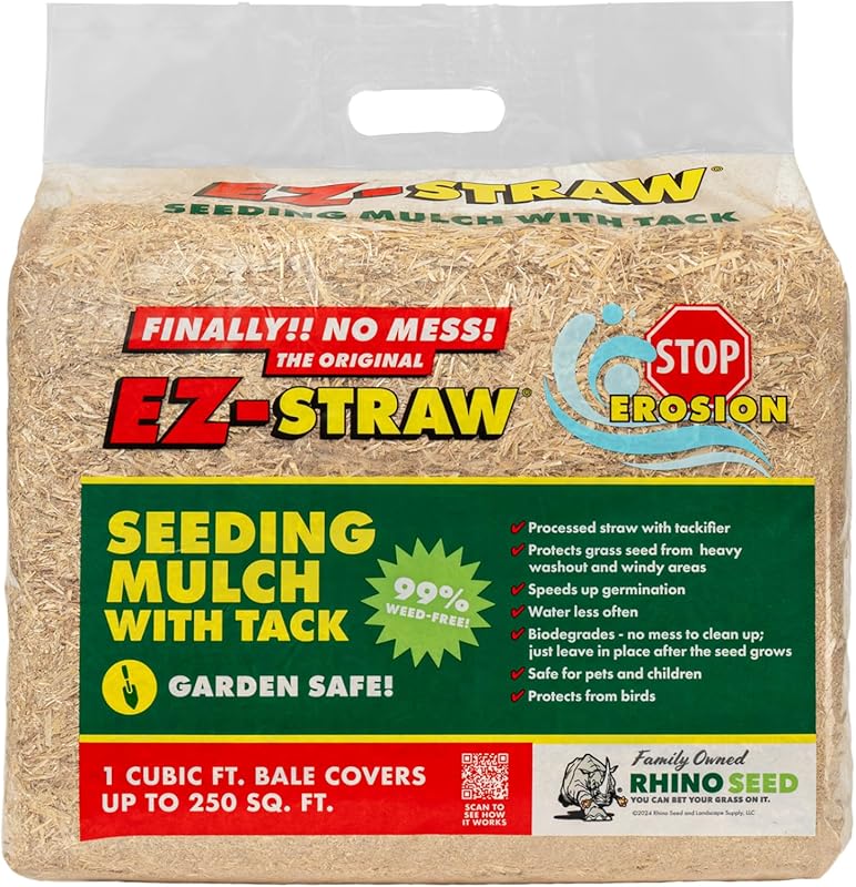 EZ Straw Biodegradable Seeding Mulch with Tack - 1 Cubic Foot Bale Cov