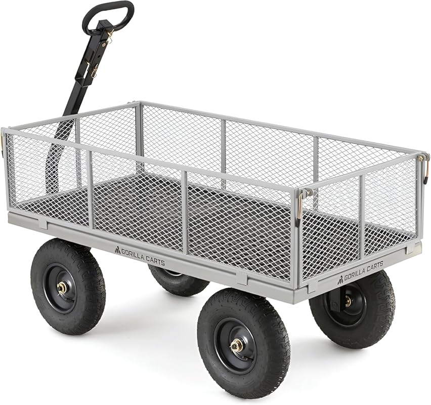 Gorilla Carts Steel Utility Garden Cart, 1000 lb Capacity, Removable S