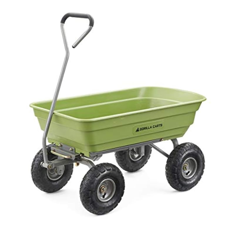 Gorilla Carts Poly Garden Dump Cart, 600 lb Capacity, 4 Cu Ft Tub, Qui
