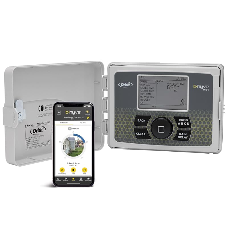 Orbit 57946 B-hyve 6-Zone Smart Indoor/Outdoor Sprinkler Controller fo