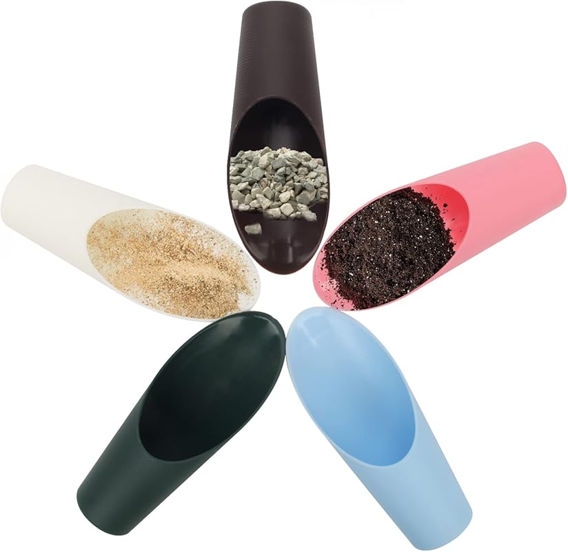 Coitak 5-Piece Colorful Bonsai Soil Scoops: Small Plastic Garden Tools