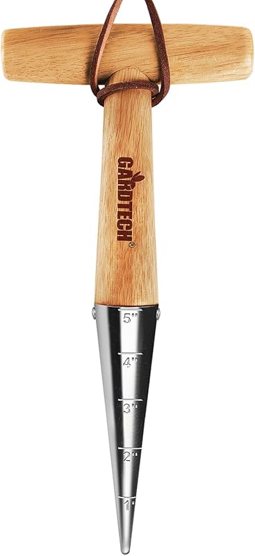 Gardtech Hand Dibber with Wooden Handle – Chrome Coated Stainless Stee