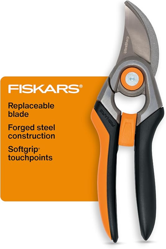 Fiskars Bypass Pruning Shears: 1-Inch Cut, Softgrip Pruner with Forged