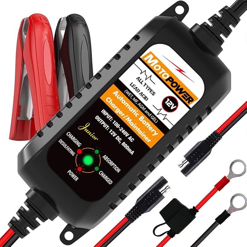 MOTOPOWER MP00205A 12V 800mA Automatic Smart Battery Charger with Main
