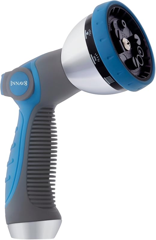 INNAV8 Garden Hose Nozzle Heavy Duty - Features 10 Spray Patterns, THU