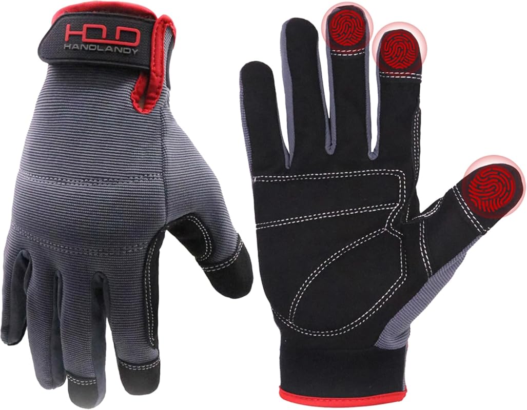 HANDLANDY Work Gloves for Men and Women - Utility Mechanic Gloves with