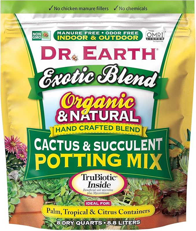 Dr. Earth Exotic Blend Cactus & Succulent Potting Mix, 8-quart, for op