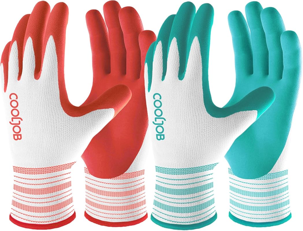 COOLJOB 6 Pairs Women's Gardening Gloves - Breathable Rubber Coated No