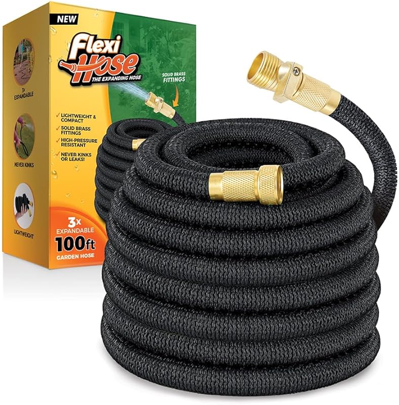 Flexi Hose 100FT Expandable Garden Hose, Lightweight No-Kink, 3/4