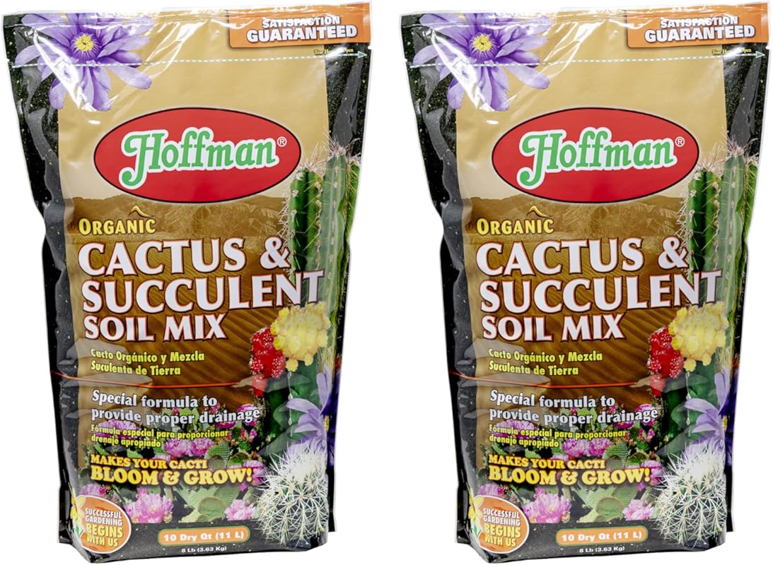 Hoffman 10410 Organic Cactus Succulent Soil Mix 10qt 2-Pack - Fast Dra