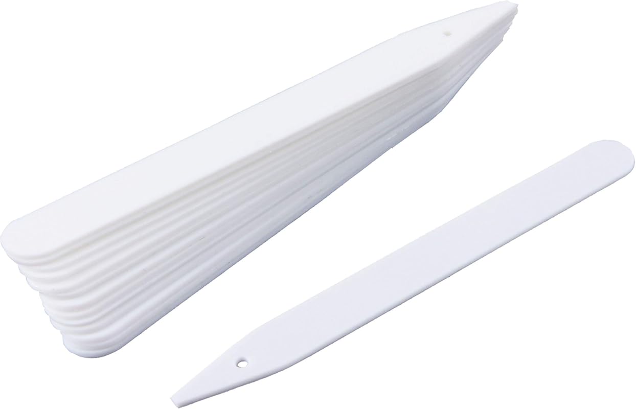 Delatanus 6 Inch White Plant Markers, 100-Piece Set, Reusable Plastic