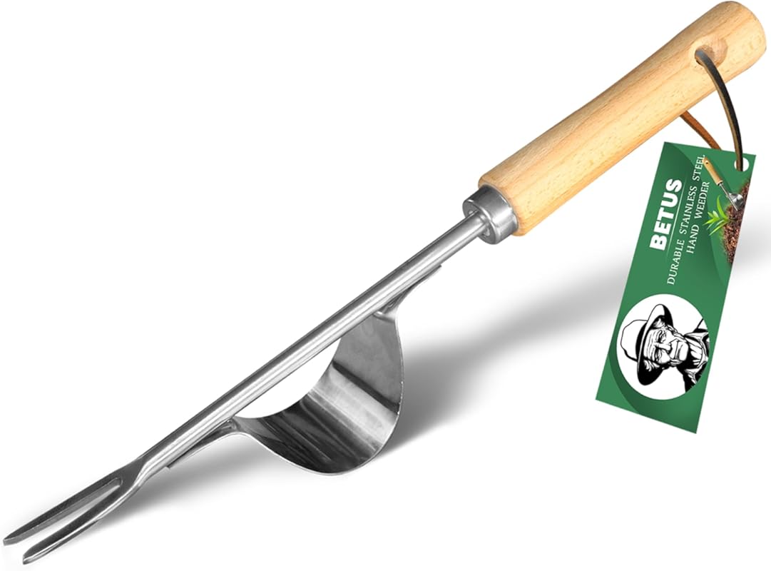 Betus Compact Hand Weeder: Bend-Proof Base, Chrome Steel for Super Eas