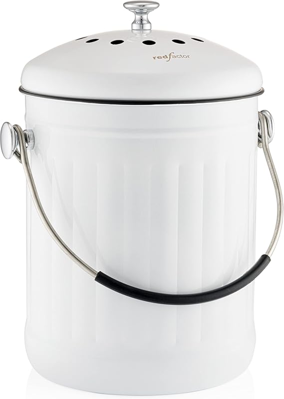 RED FACTOR Stainless Steel Countertop Compost Bin - Dual Filter Food W