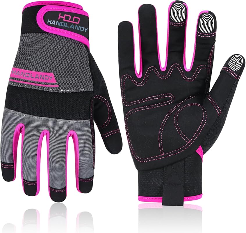 HANDLANDY Women's Breathable Leather Gardening Gloves - Touch Screen C