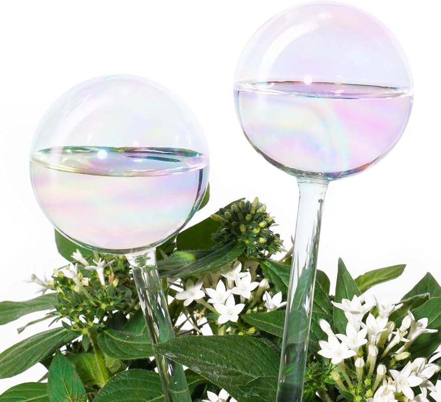 Tomorotec 2 PCS Iridescent Rainbow Glass Self-Watering Spikes - Automa