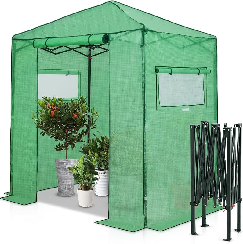 EAGLE PEAK Instant Pop-up Greenhouse: Indoor Outdoor, Roll-Up Zipper D