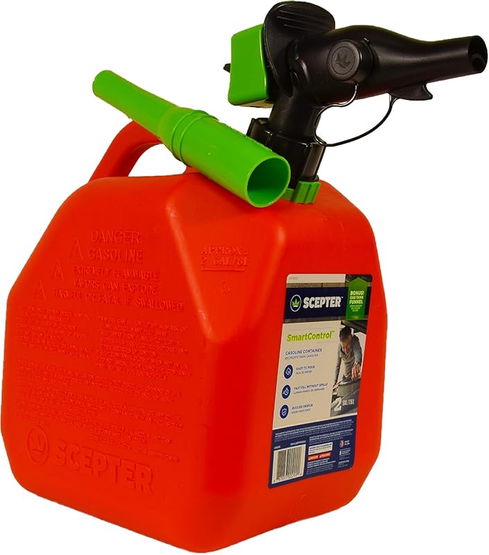 Scepter FR1G252 2 Gallon Red Gas Can with Spill Proof Spout, Bonus Spo