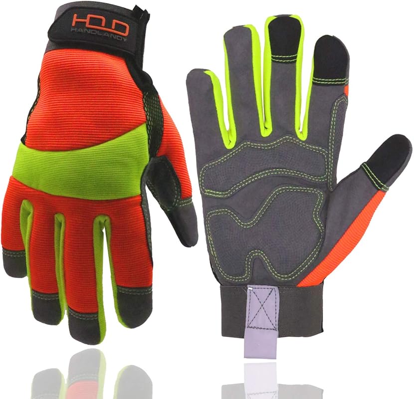 HANDLANDY Hi-Vis Work Gloves - Reflective Anti Vibration Touch Screen