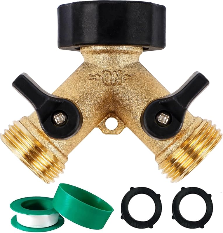 Biswing 2 Way Garden Hose Splitter, Heavy Duty Brass Tap Splitter Y Va