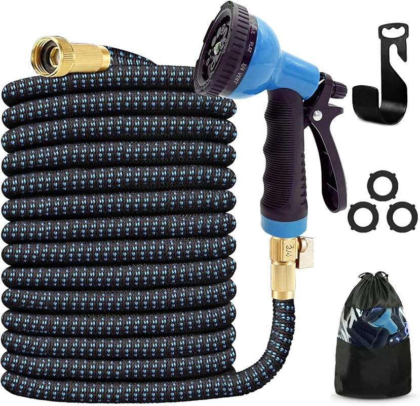 J&B XpandaHose 100FT Expandable Garden Hose, 10-Pattern Nozzle, 3750D