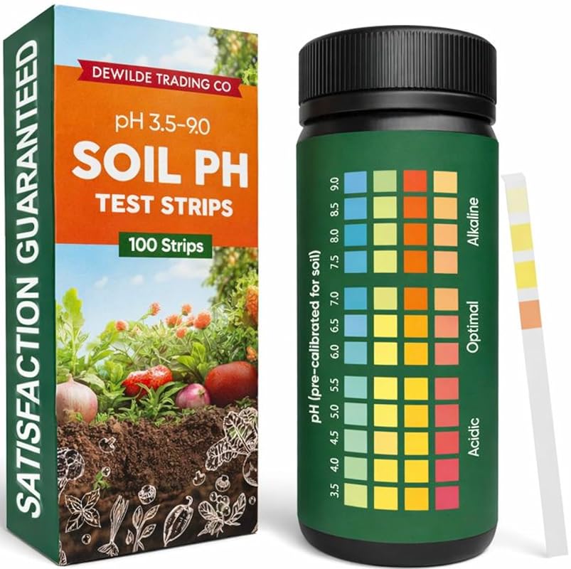 Soil pH Paper Test Kit: 100 Strips (3.5-9 Range) for Testing Gardens,