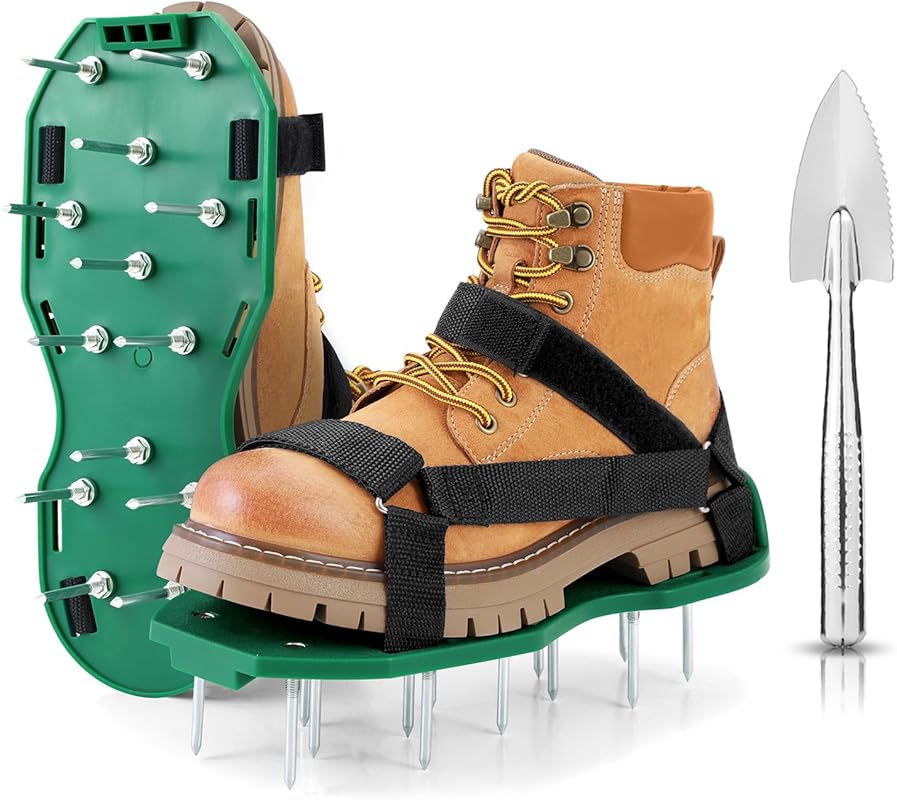 Ohuhu Heavy Duty Lawn Aerator Shoes: Hook & Loop Straps, One-Size-Fits