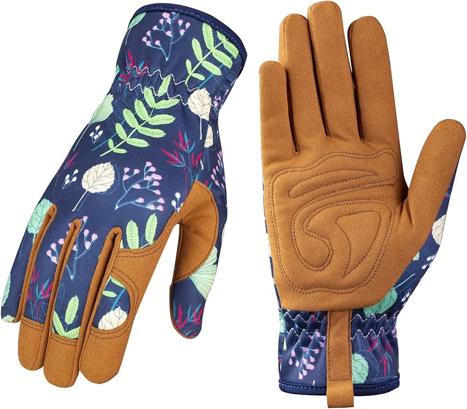Bamllum Leather Gardening Gloves for Women - Durable Working Gloves fo