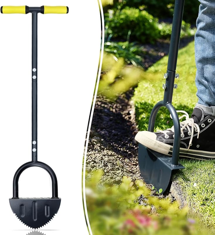 Colwelt 38-Inch Half Moon Lawn Edger: Saw-Tooth, T-Grip, Long Handle f