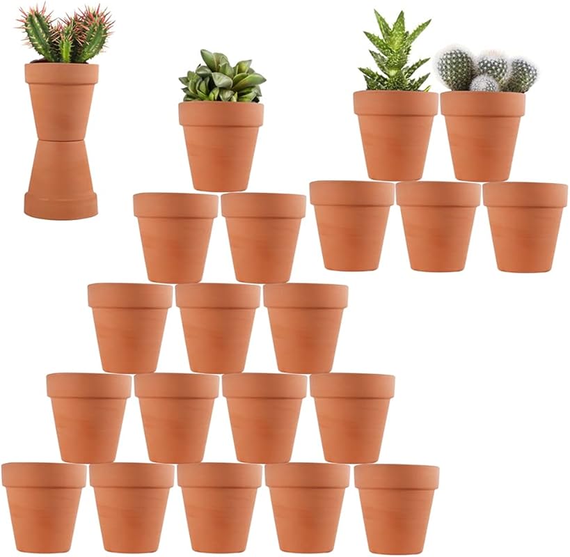 22-Pack 3-Inch Terracotta Pots with Drainage Holes for Succulents, Cac