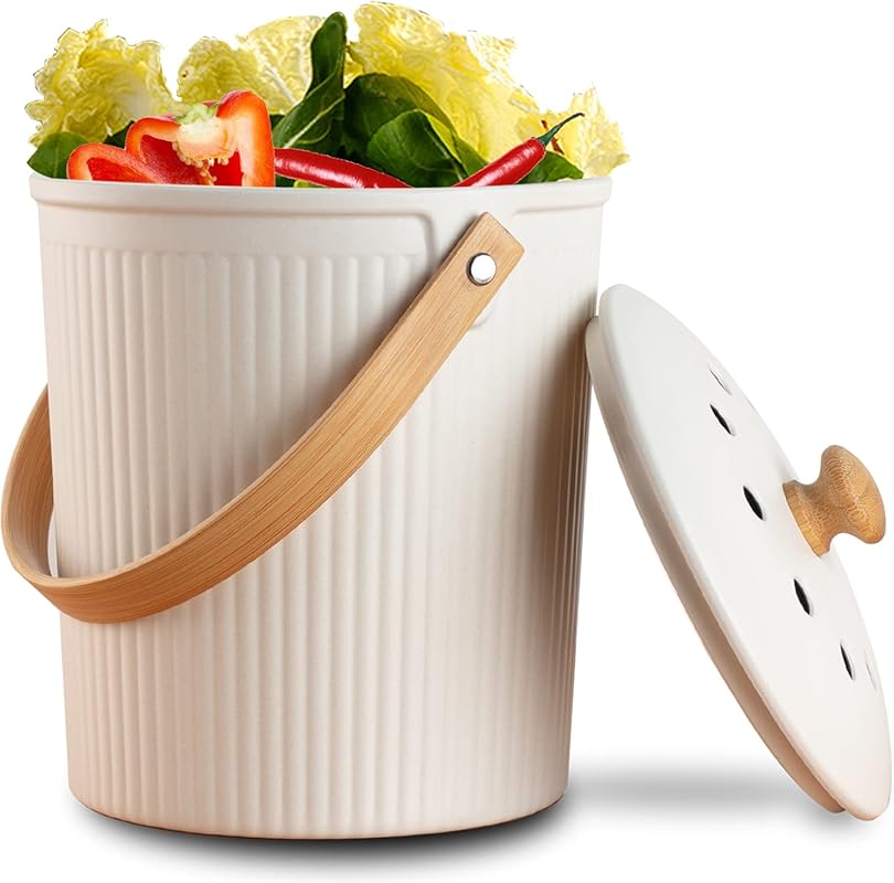 LALASTAR Sustainable Bamboo Fiber Countertop Compost Bin - Odorless 1