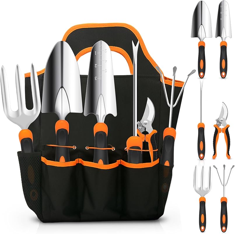 CHRYZTAL Garden Tool Set – Stainless Steel Heavy Duty with Non-Slip Gr