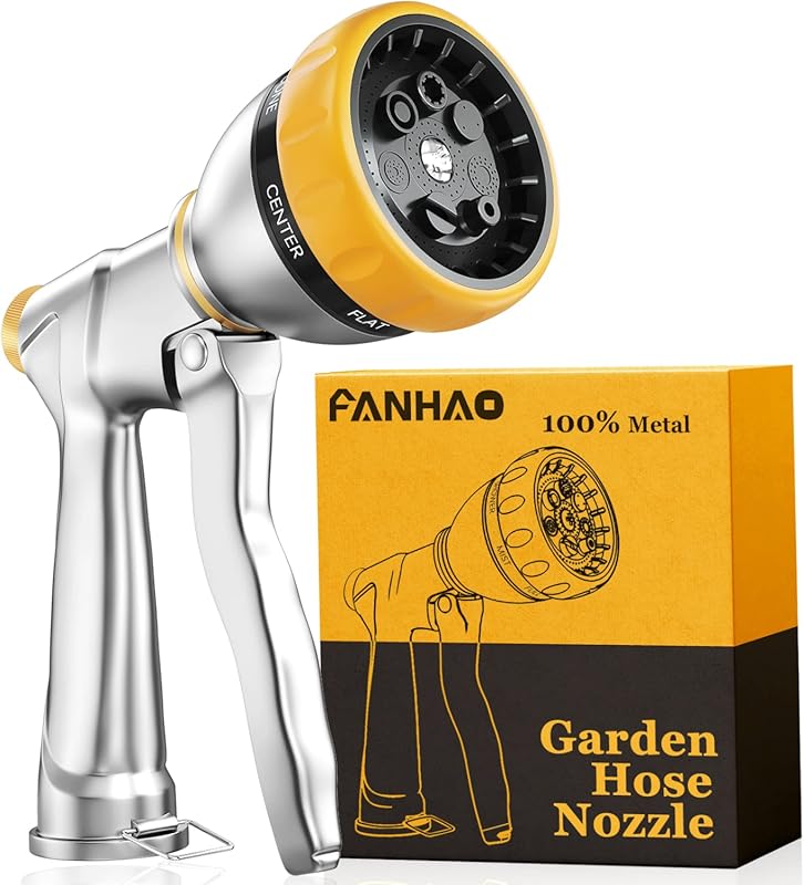 FANHAO Garden Hose Nozzle Sprayer, 100% Heavy Duty Metal Water Hose Sp