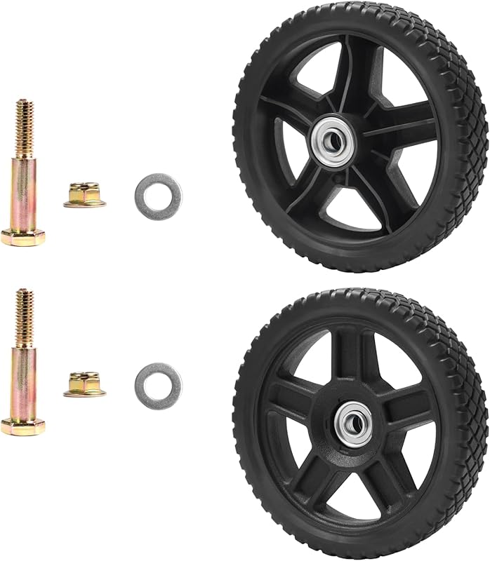 Parts Camp 7-Inch Lawn Mower Wheel Kit - Set of 2 Replacement Push Mow