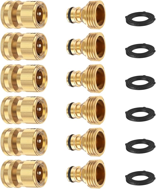 FINEST+ Solid Brass Garden Hose Quick Connector, 3/4 Inch Thread No-Le