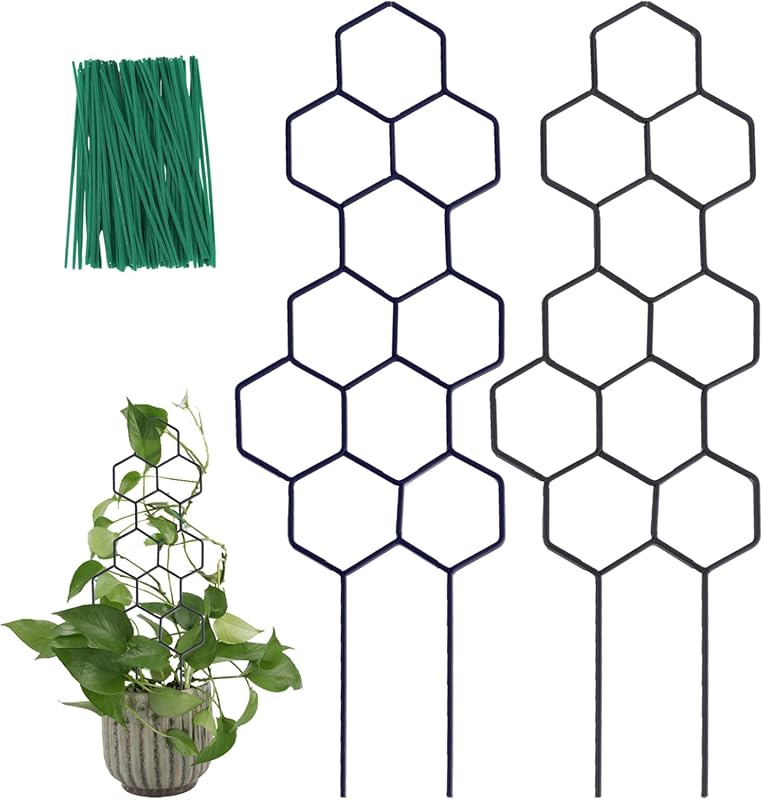 2-Pack 15.94-Inch Metal Honeycomb Trellis for Climbing Indoor Plants,